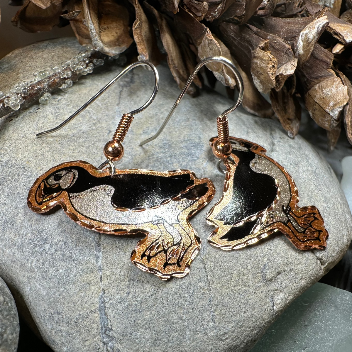 Puffin Copper Earrings | Dangle Earrings | Wiccan Center