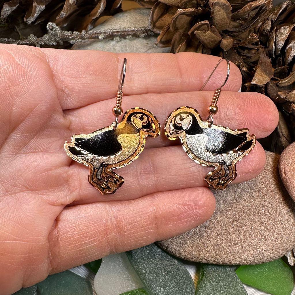 Puffin Copper Earrings | Dangle Earrings | Wiccan Center