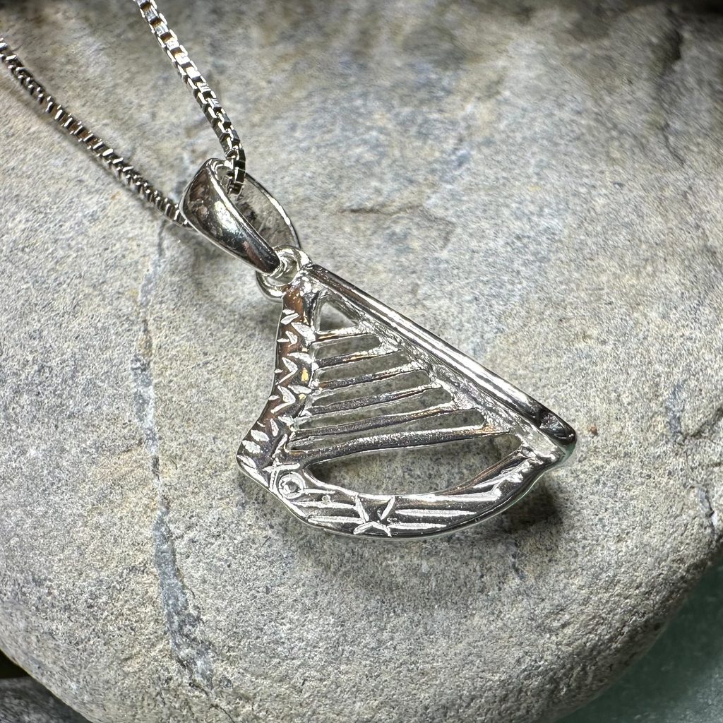 Petite Irish Harp Necklace | Pendant | Wiccan Center