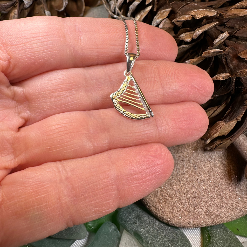 Petite Irish Harp Necklace | Pendant | Wiccan Center