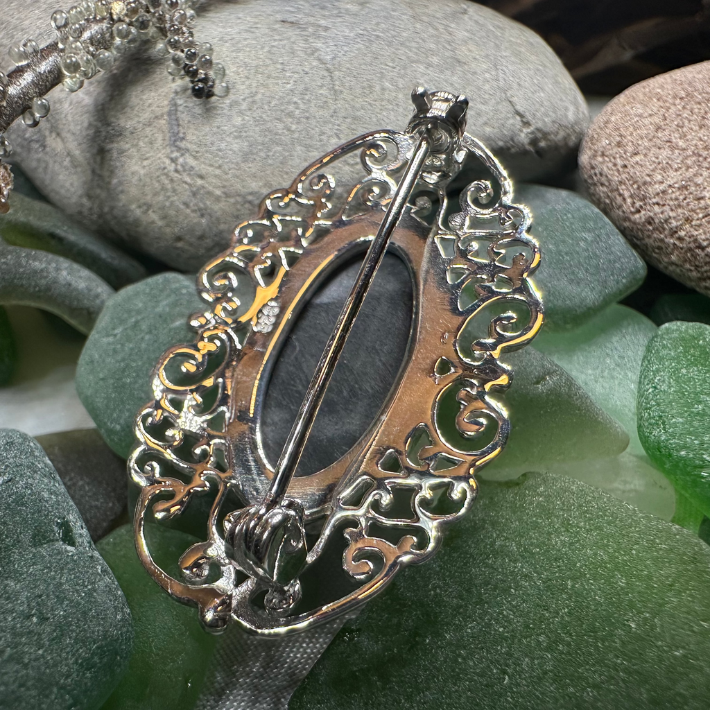 Eternal Celtic Onyx Brooch in Sterling Silver | Brooch | Wiccan Center