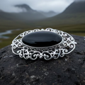 Eternal Celtic Onyx Brooch in Sterling Silver | Brooch | Wiccan Center