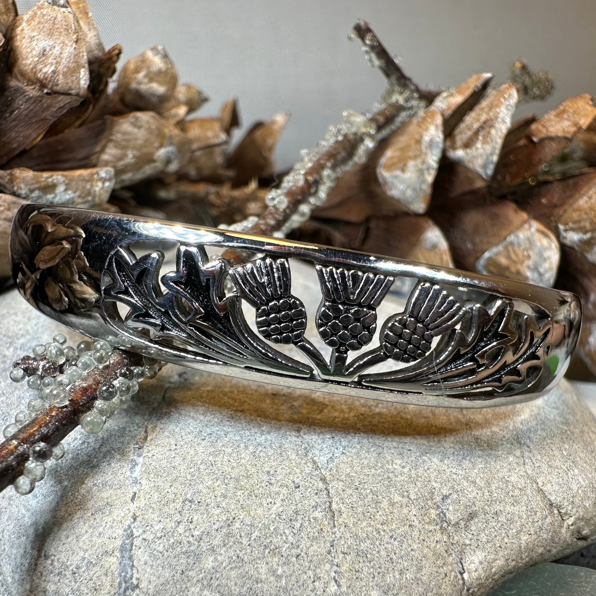 Scottish Triple Thistle Cuff Bracelet | Cuff Bracelet | Wiccan Center
