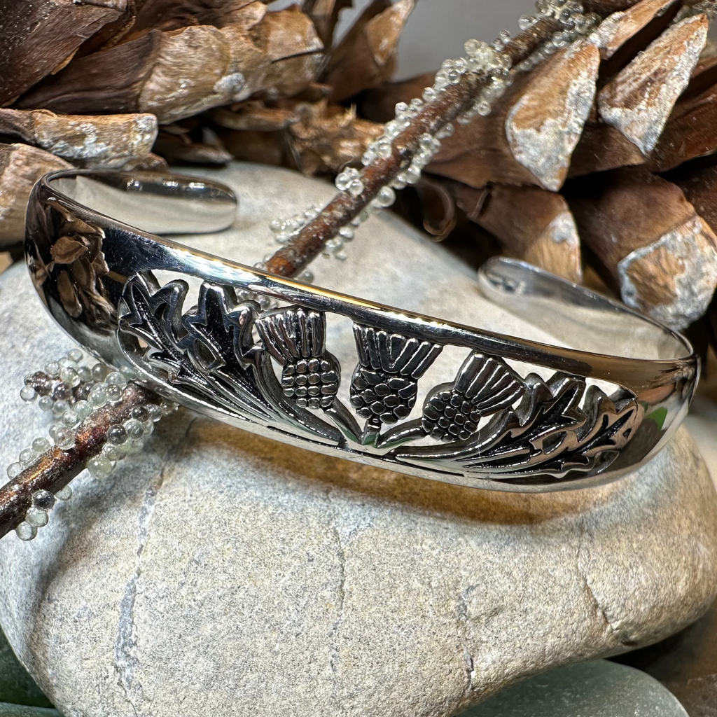 Scottish Triple Thistle Cuff Bracelet | Cuff Bracelet | Wiccan Center