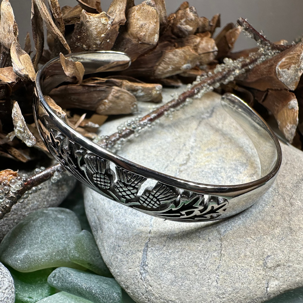 Scottish Triple Thistle Cuff Bracelet | Cuff Bracelet | Wiccan Center