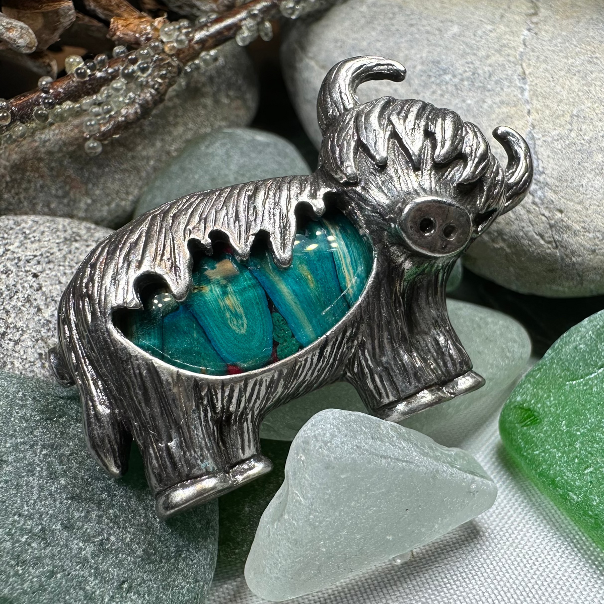 Heathergems Highland Cow Brooch - Handmade in Scotland | Brooch | Wiccan Center