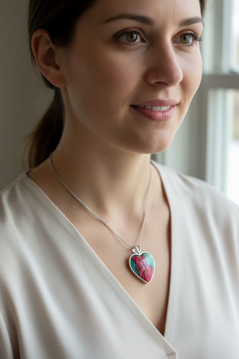 Scottish Heathergems Heart Necklace - Handmade in Scotland | Pendant | Wiccan Center