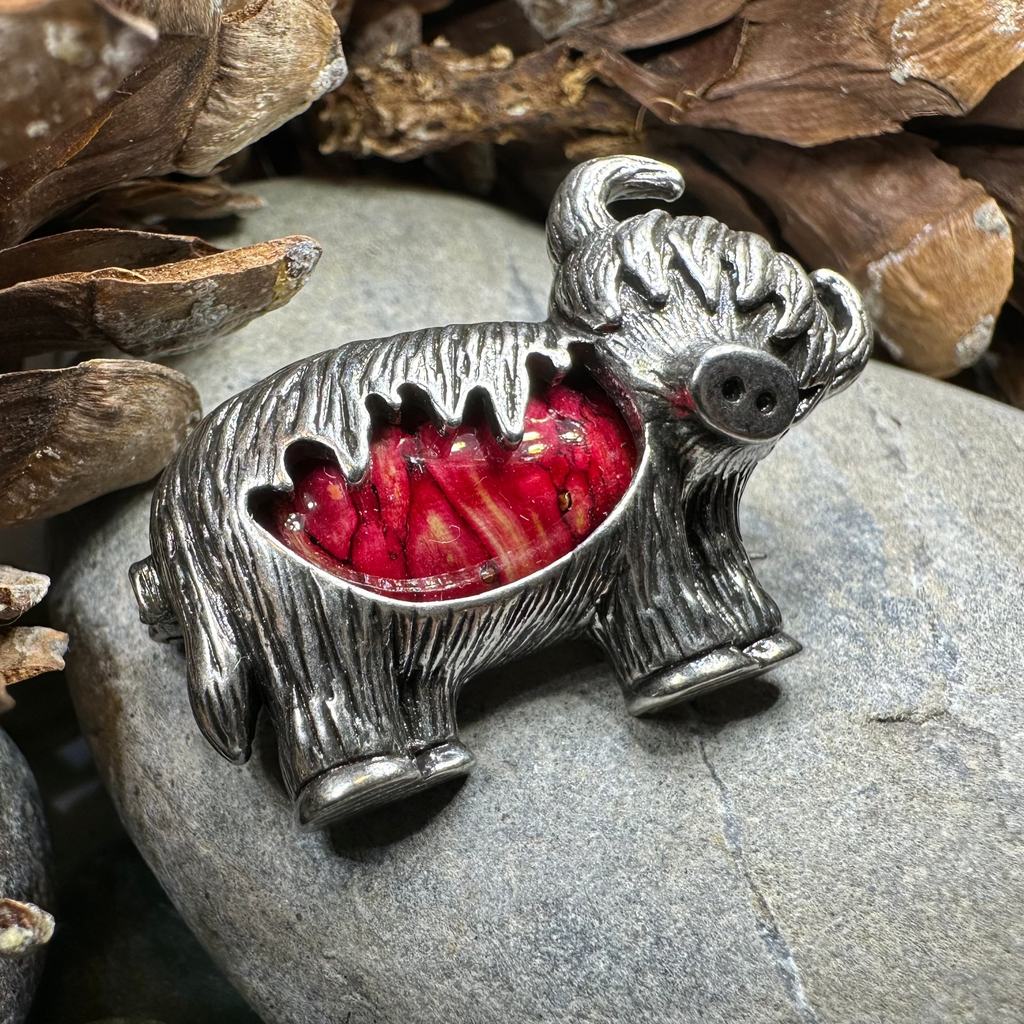 Heathergems Highland Cow Brooch - Handmade in Scotland | Brooch | Wiccan Center