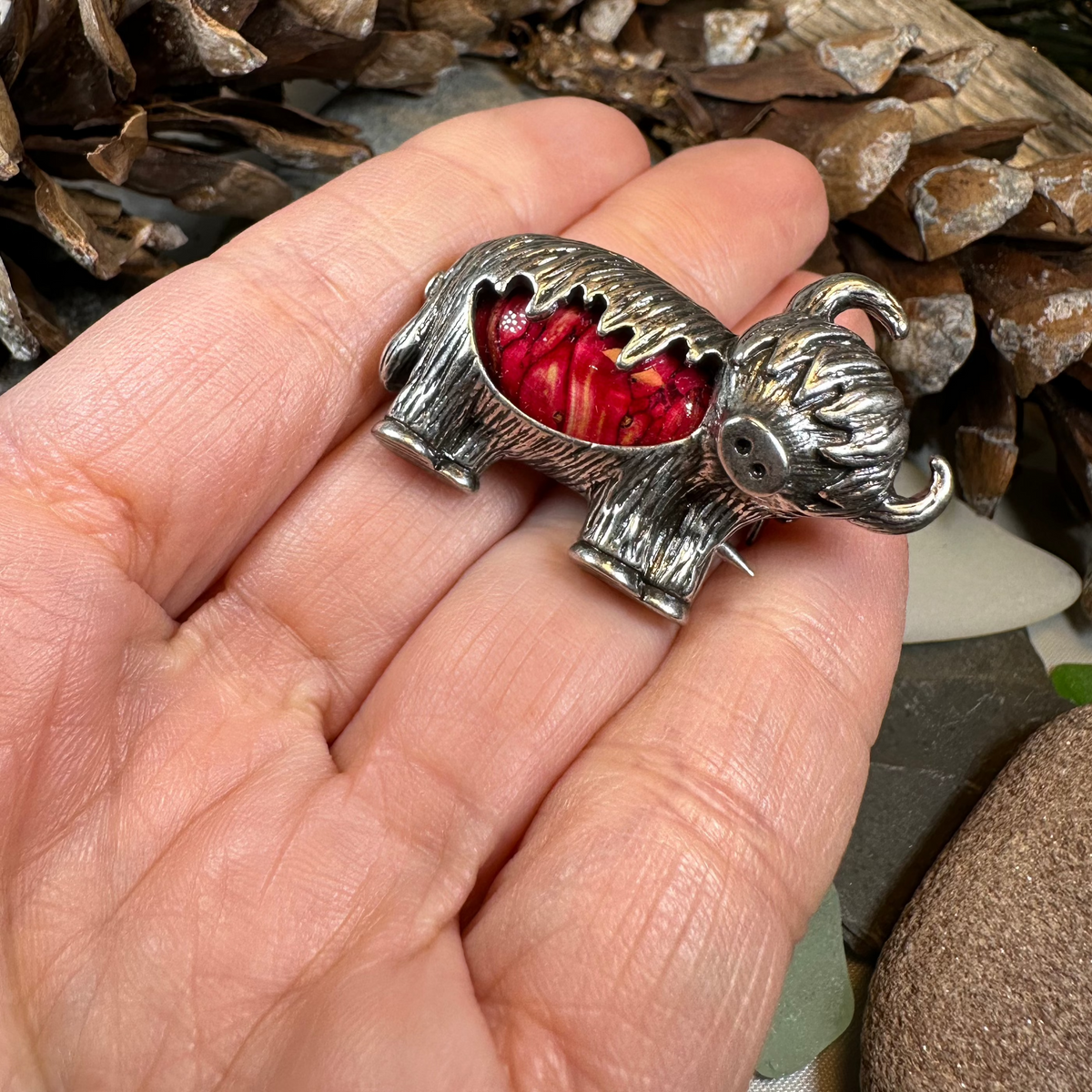 Heathergems Highland Cow Brooch - Handmade in Scotland | Brooch | Wiccan Center