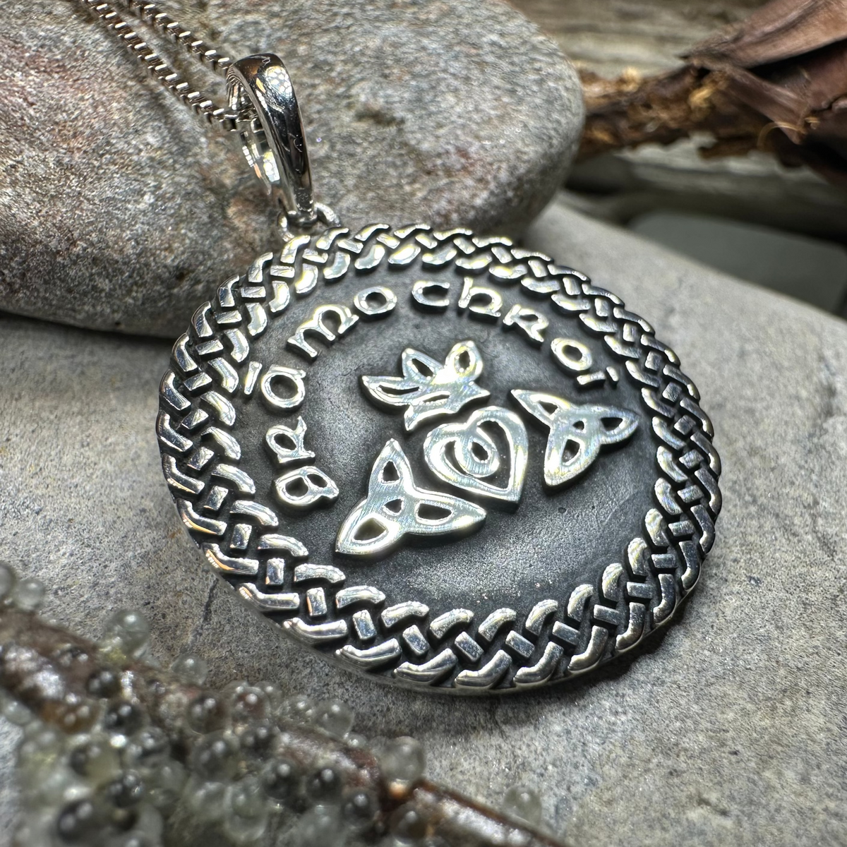 Irish Gaelic Gra Mo Chroi Necklace in Sterling Silver | Pendant | Wiccan Center