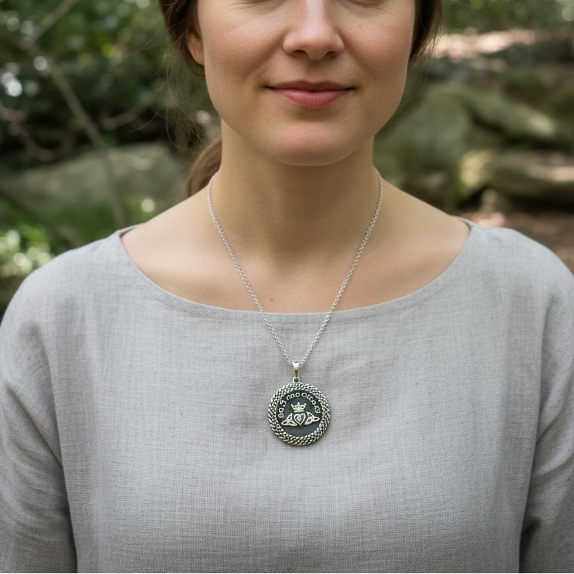 Irish Gaelic Gra Mo Chroi Necklace in Sterling Silver | Pendant | Wiccan Center