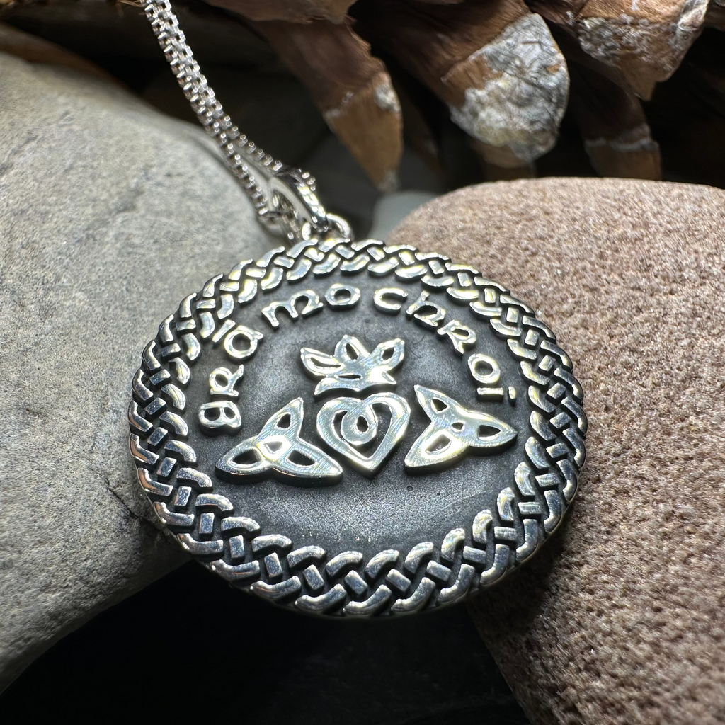 Irish Gaelic Gra Mo Chroi Necklace in Sterling Silver | Pendant | Wiccan Center