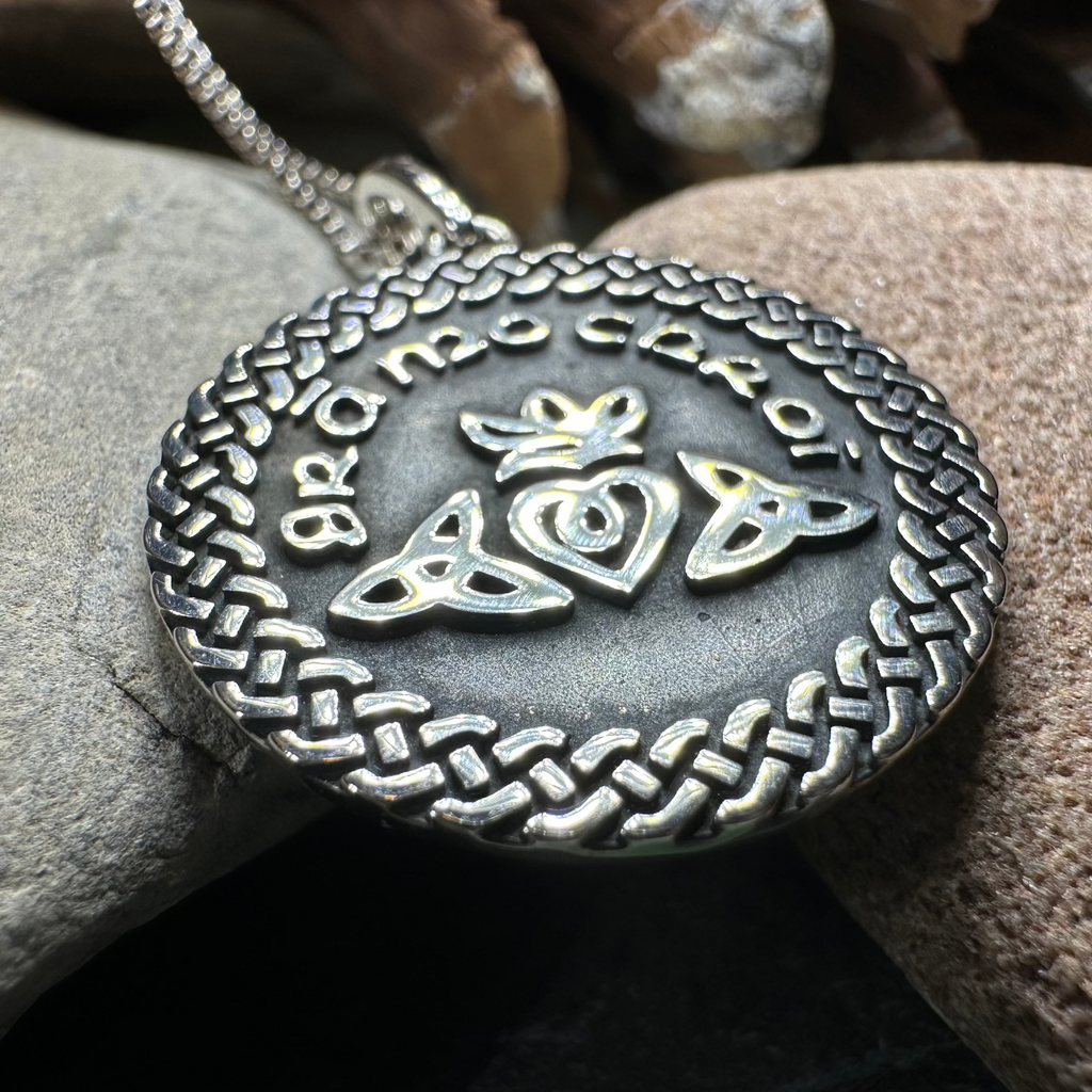Irish Gaelic Gra Mo Chroi Necklace in Sterling Silver | Pendant | Wiccan Center