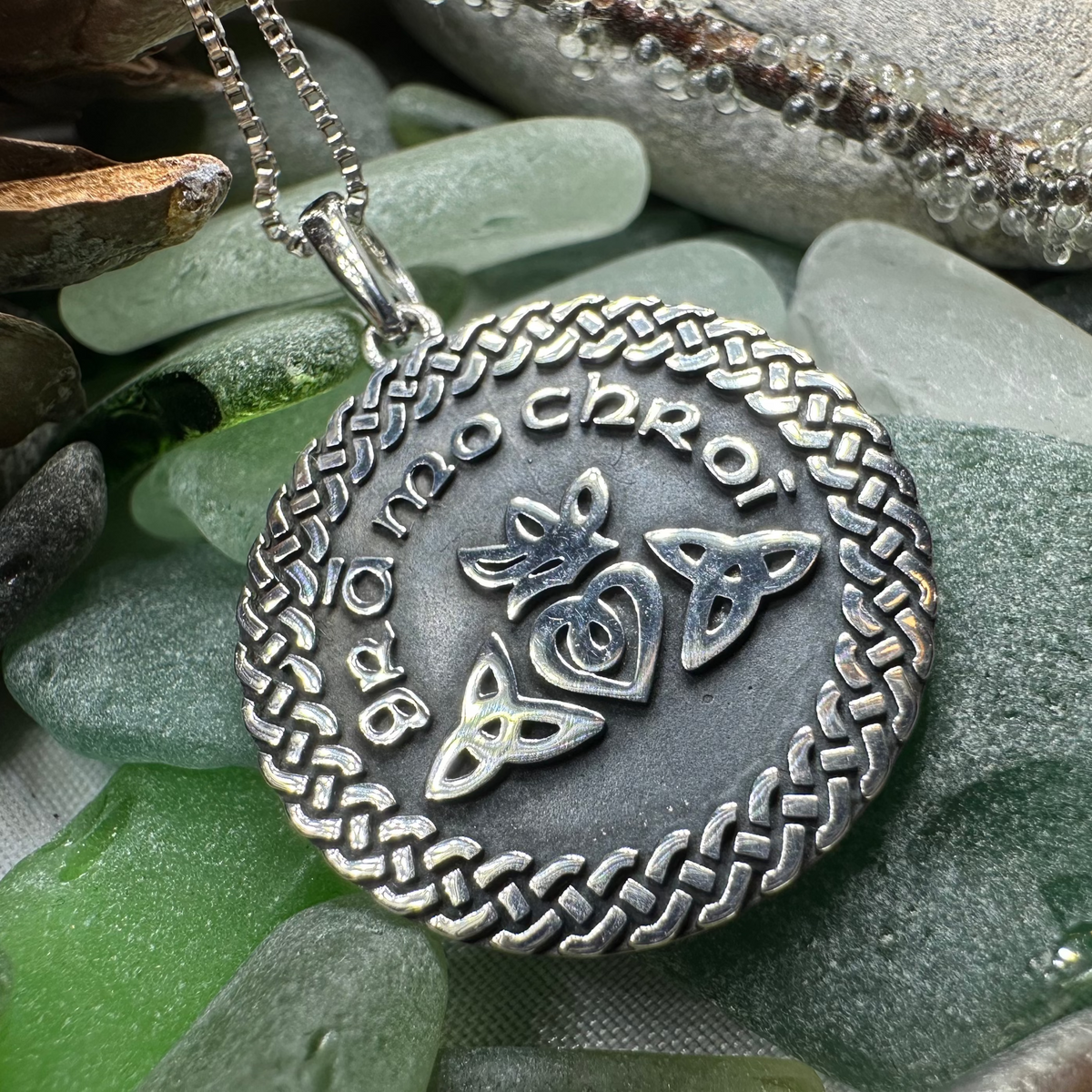 Irish Gaelic Gra Mo Chroi Necklace in Sterling Silver | Pendant | Wiccan Center