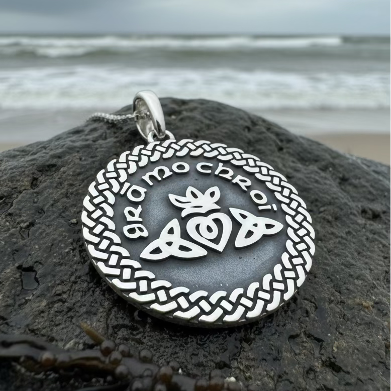 Irish Gaelic Gra Mo Chroi Necklace in Sterling Silver | Pendant | Wiccan Center