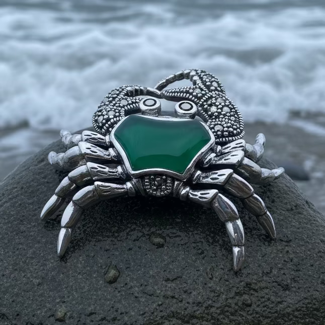 Deep Sea Crab Brooch in Sterling Silver | Brooch | Wiccan Center