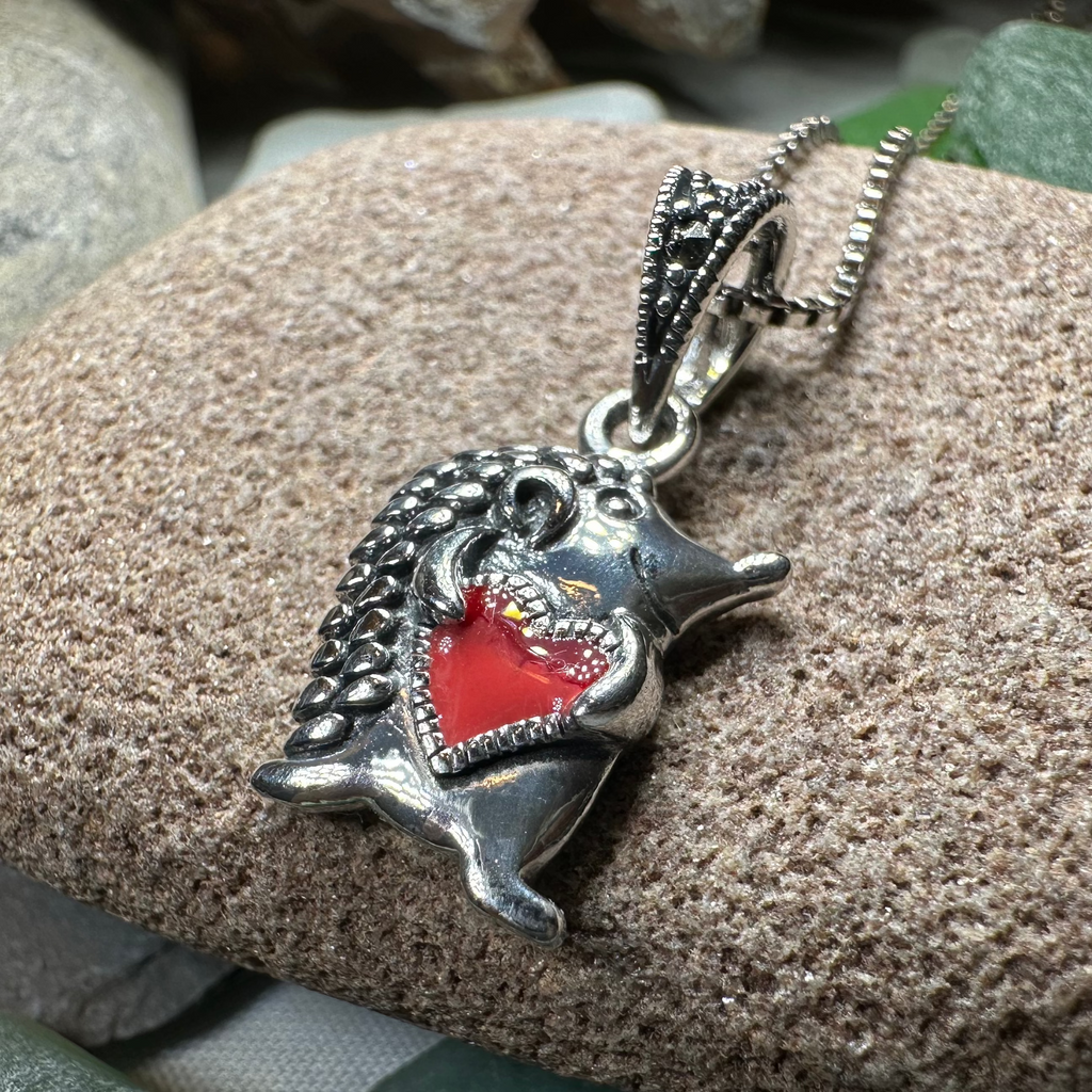 Hugs Hedgehog Necklace in Sterling Silver | Pendant | Wiccan Center