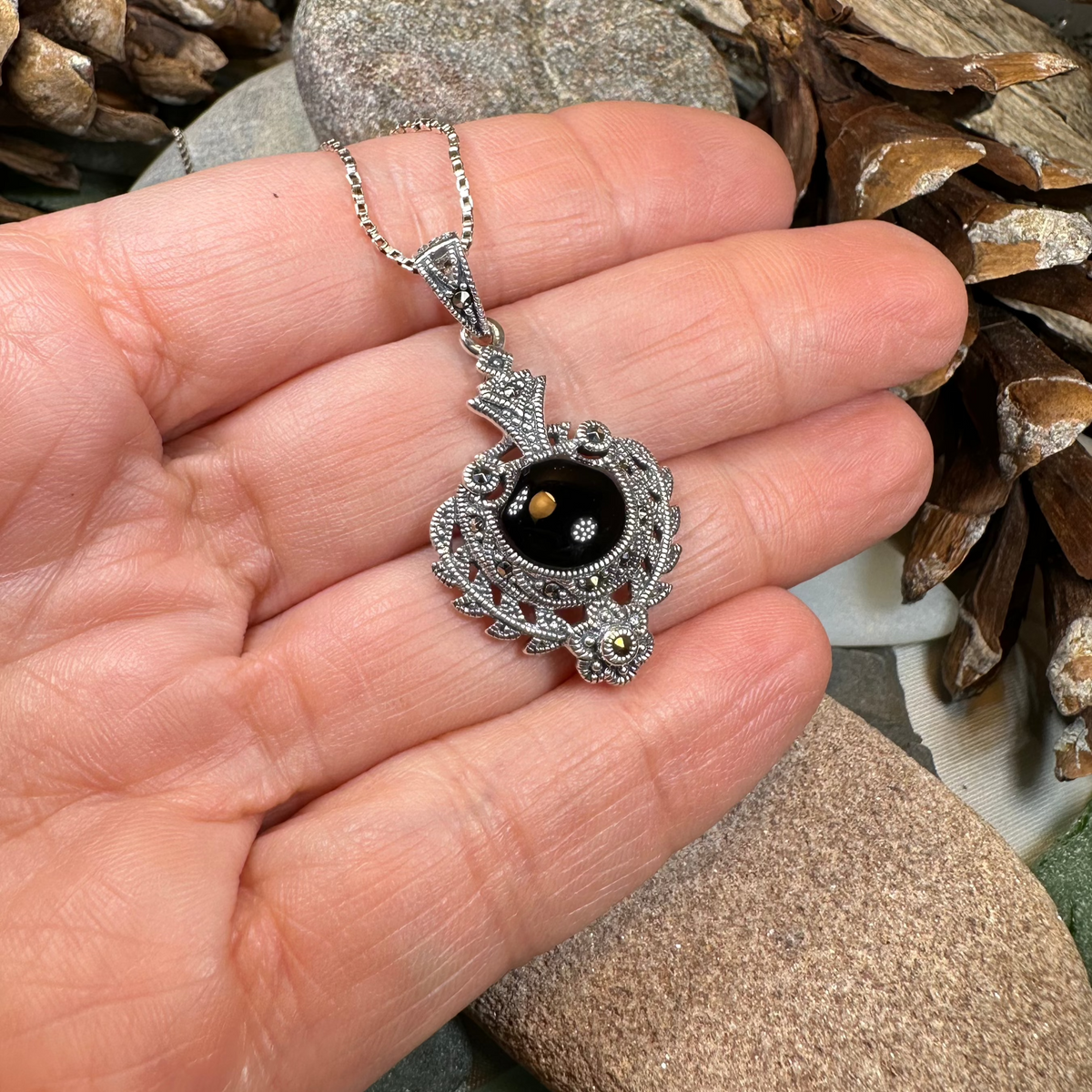 Vintage Onyx Celtic Necklace | Pendant | Wiccan Center
