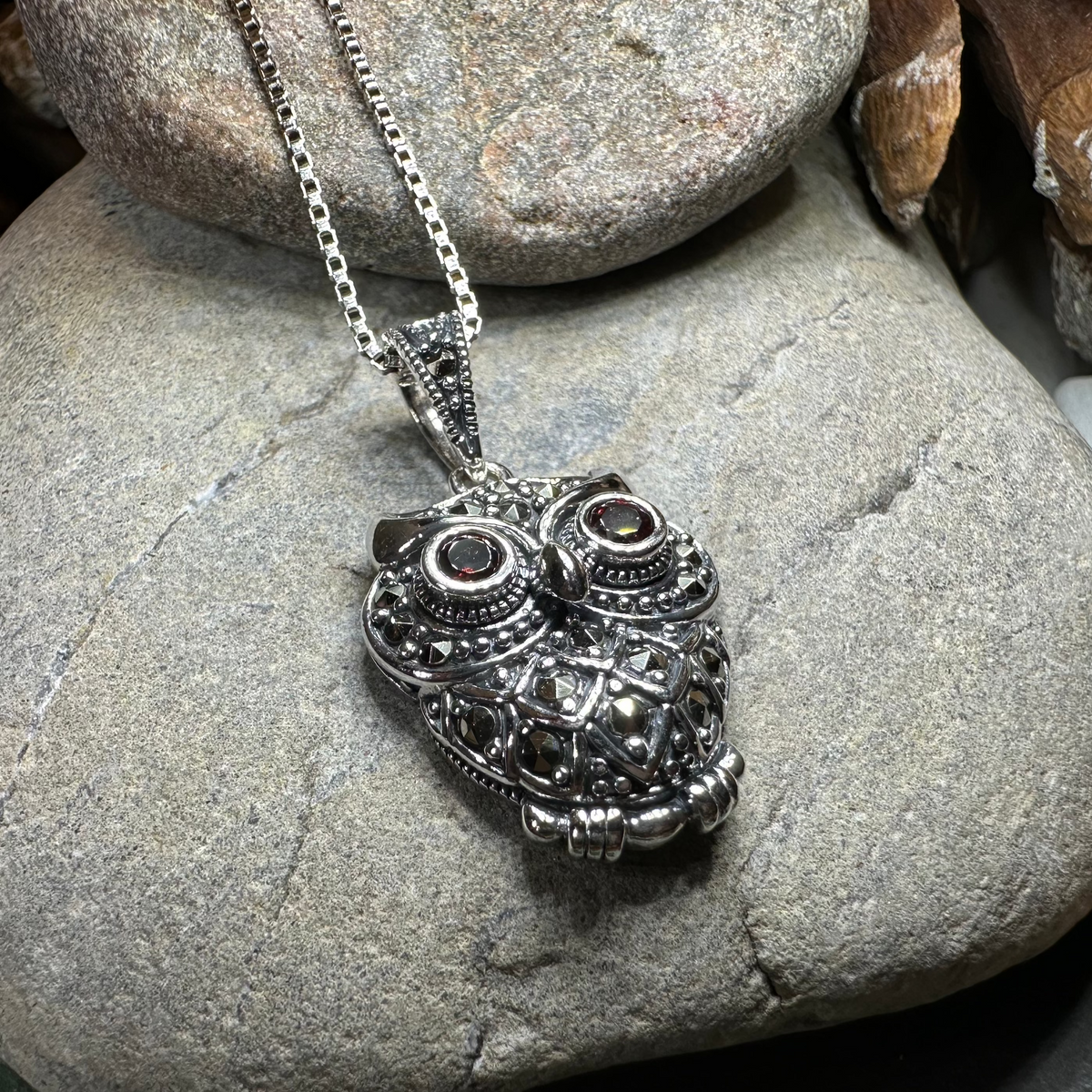 Halloway Marcasite Owl Necklace | Pendant | Wiccan Center