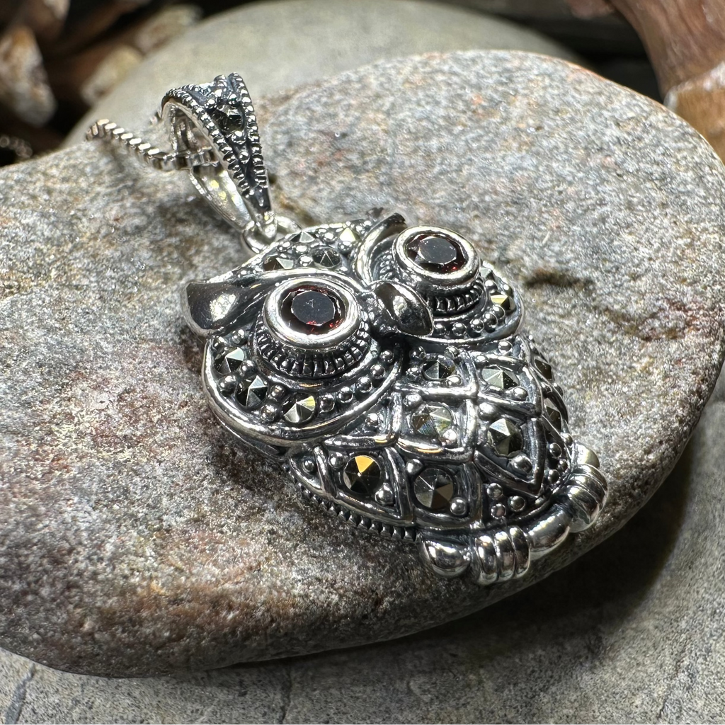 Halloway Marcasite Owl Necklace | Pendant | Wiccan Center