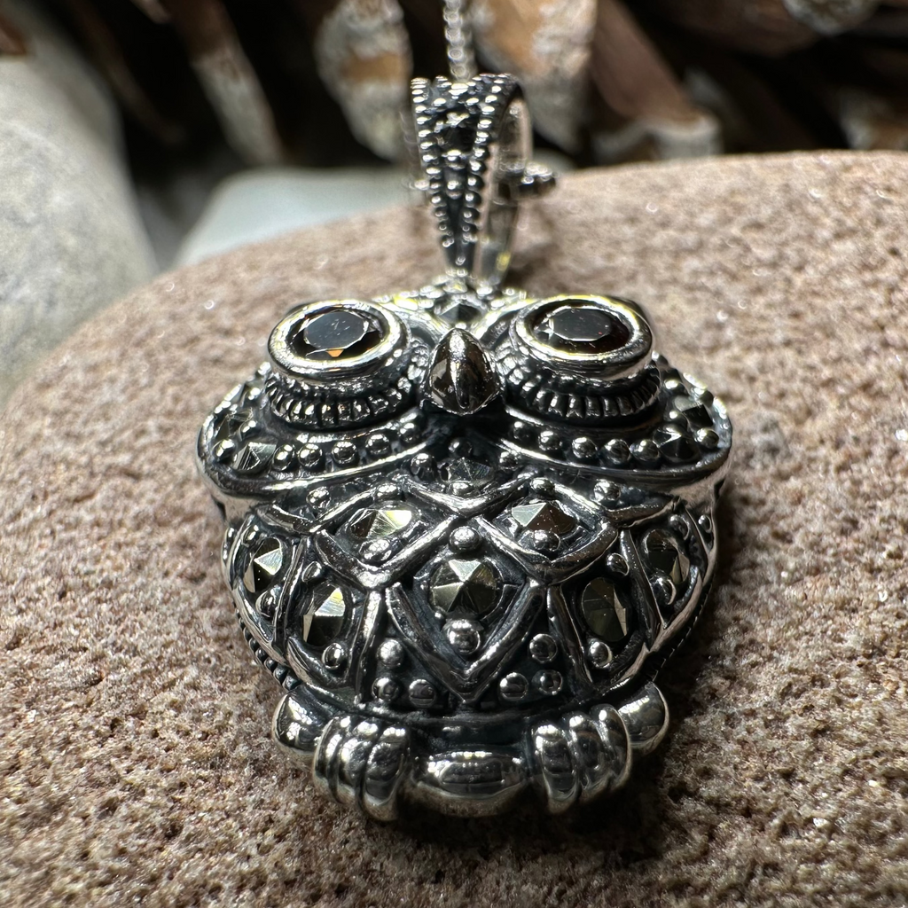 Halloway Marcasite Owl Necklace | Pendant | Wiccan Center