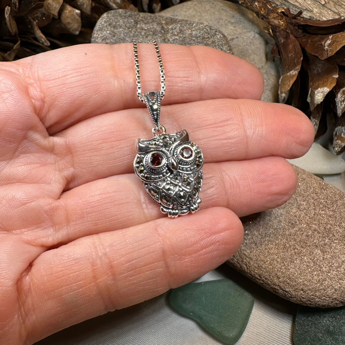 Halloway Marcasite Owl Necklace | Pendant | Wiccan Center