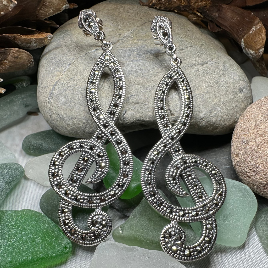 Prima Donna Music Note Earrings in Sterling Silver | Dangle Earrings | Wiccan Center