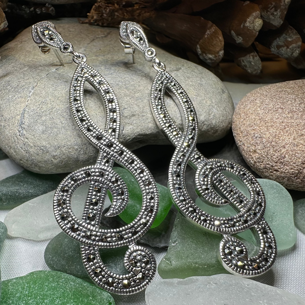 Prima Donna Music Note Earrings in Sterling Silver | Dangle Earrings | Wiccan Center