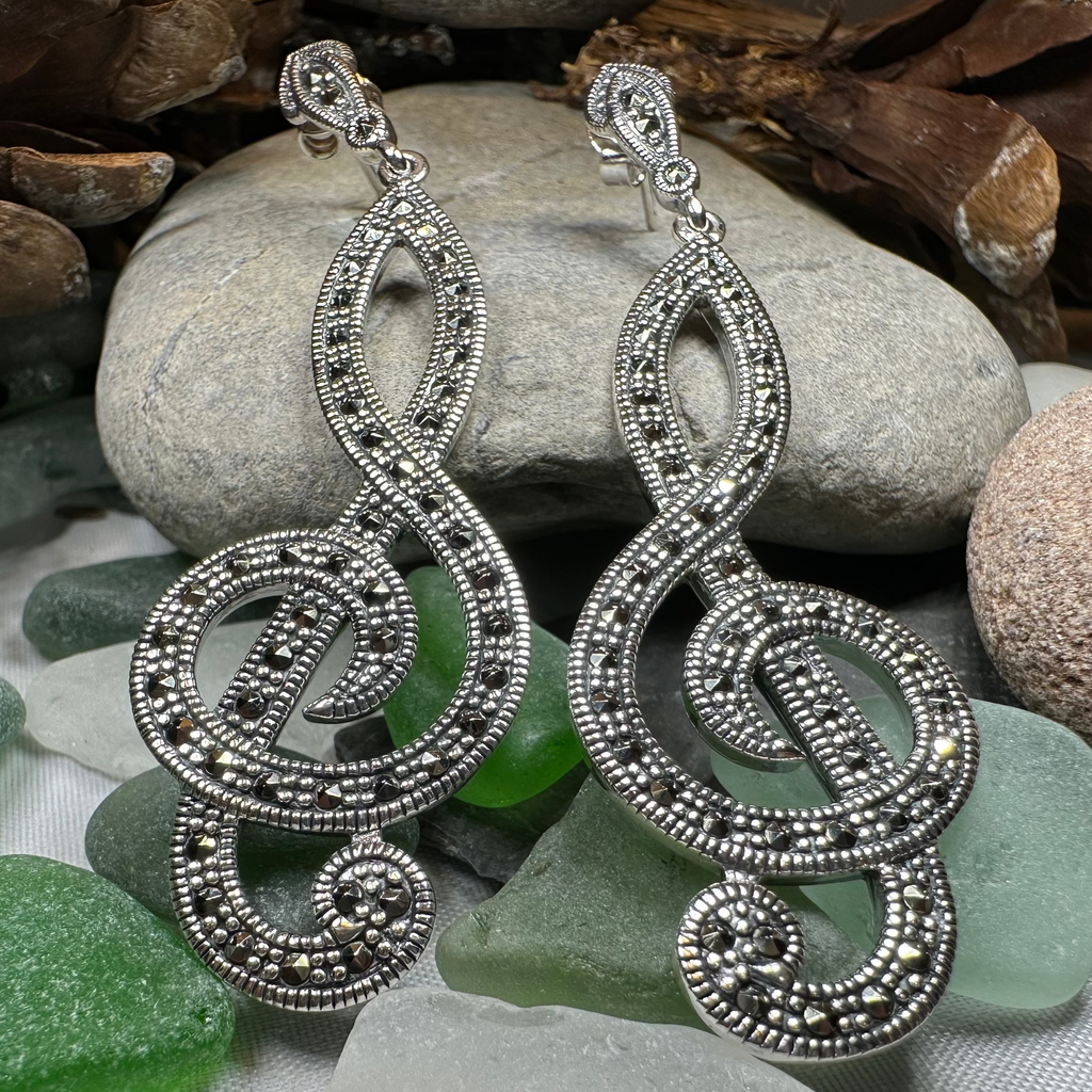 Prima Donna Music Note Earrings in Sterling Silver | Dangle Earrings | Wiccan Center