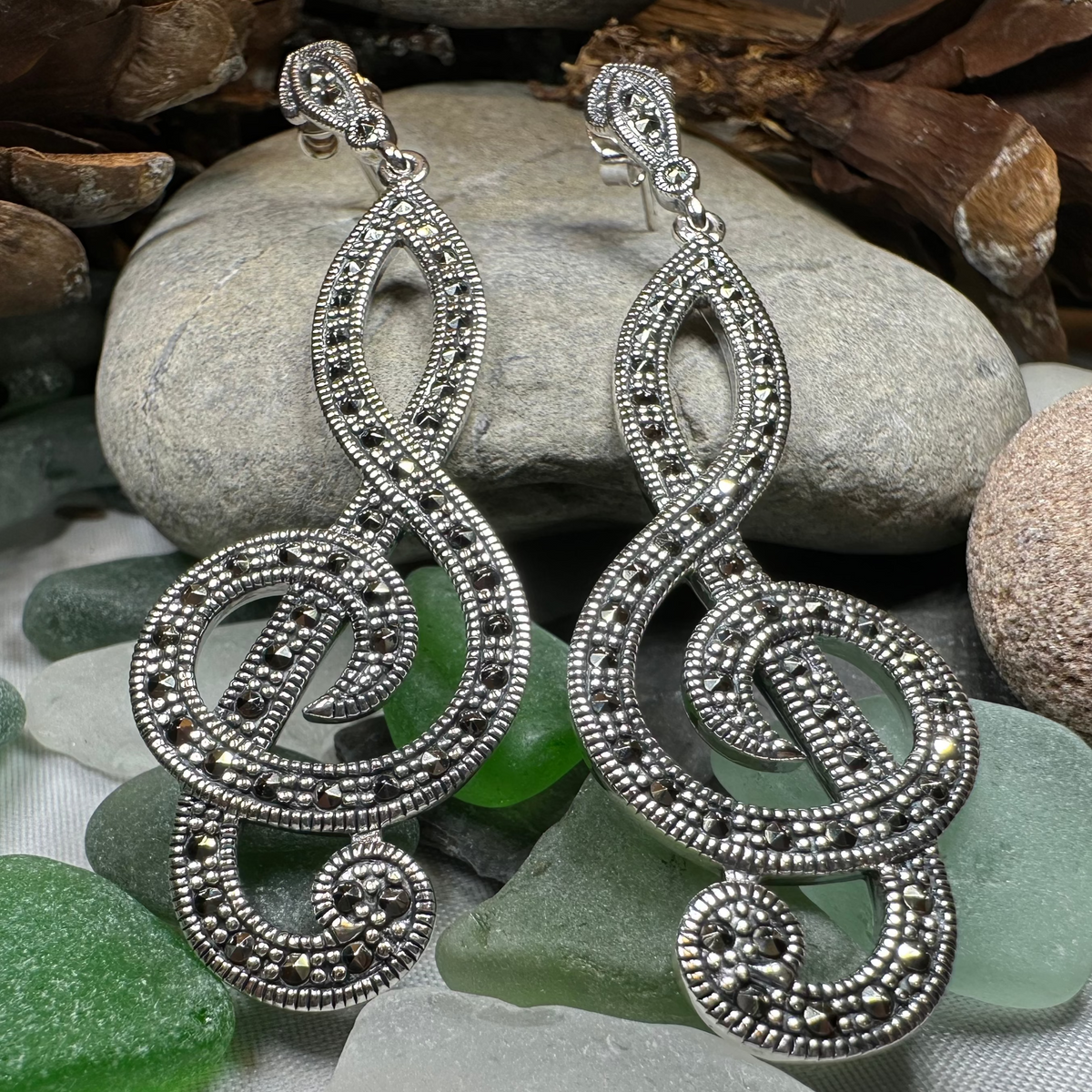 Prima Donna Music Note Earrings in Sterling Silver | Dangle Earrings | Wiccan Center