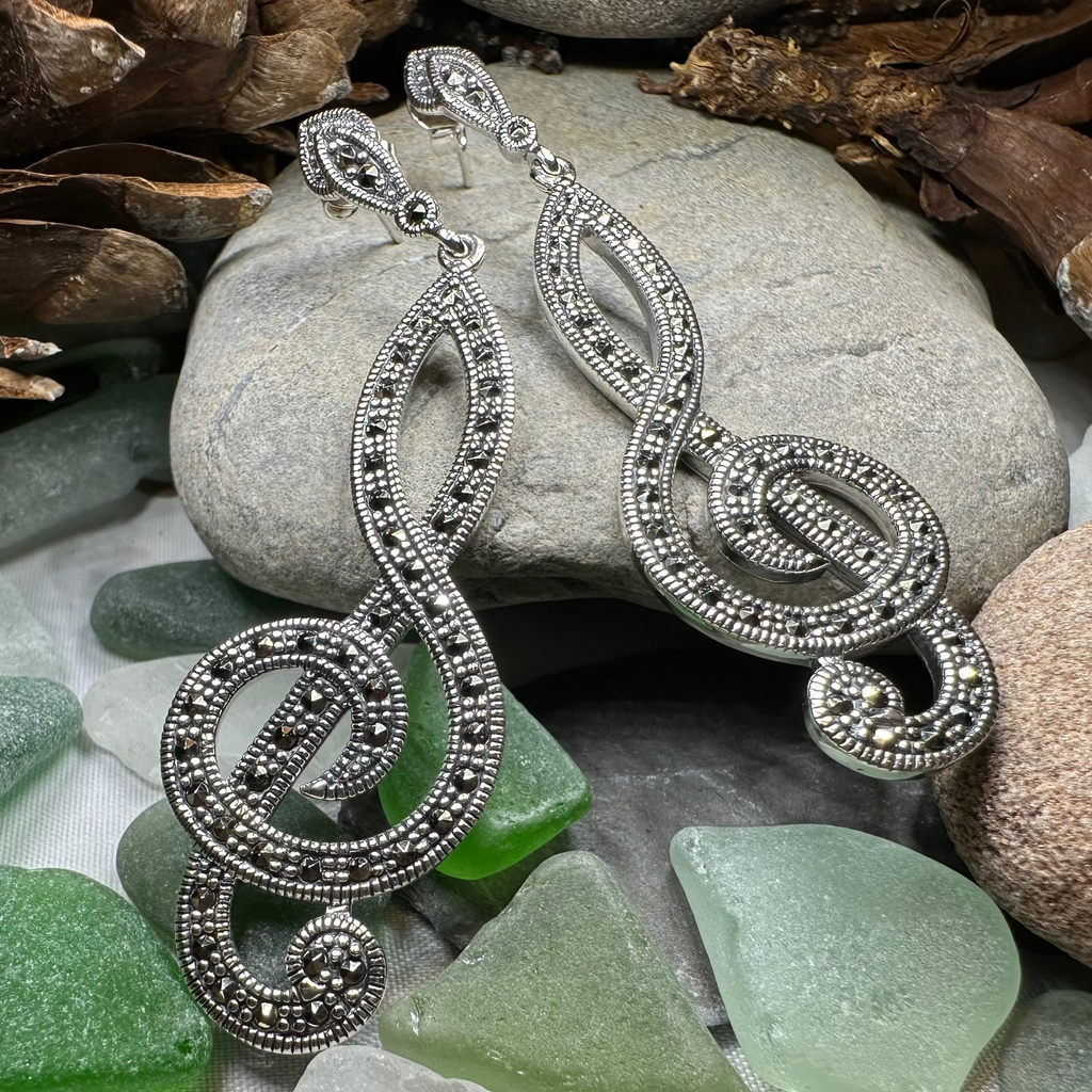 Prima Donna Music Note Earrings in Sterling Silver | Dangle Earrings | Wiccan Center