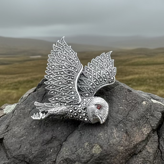 Breena Marcasite Owl Brooch | Brooch | Wiccan Center