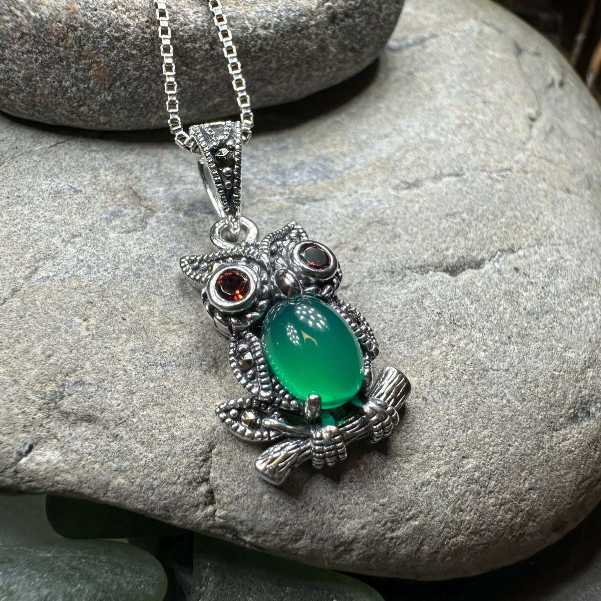 Emerald Aura Owl Necklace | Pendant | Wiccan Center