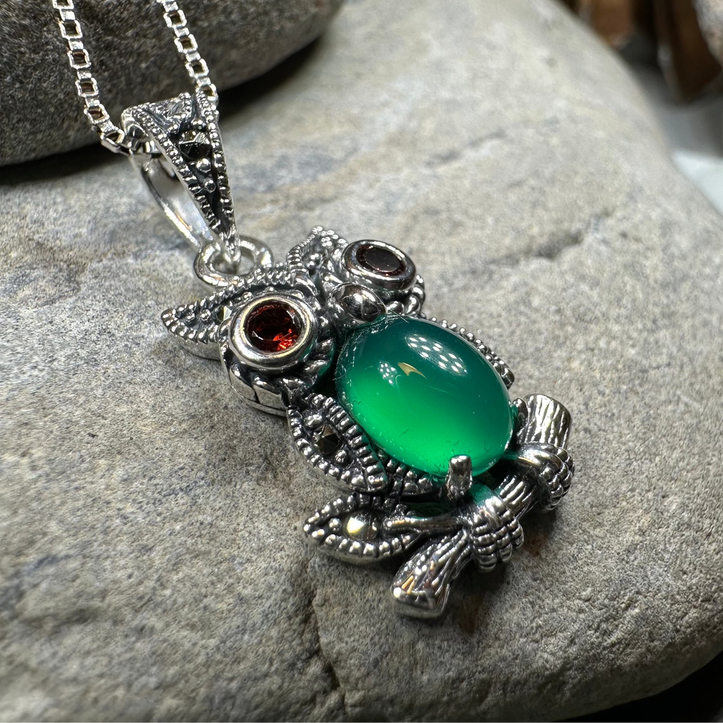 Emerald Aura Owl Necklace | Pendant | Wiccan Center