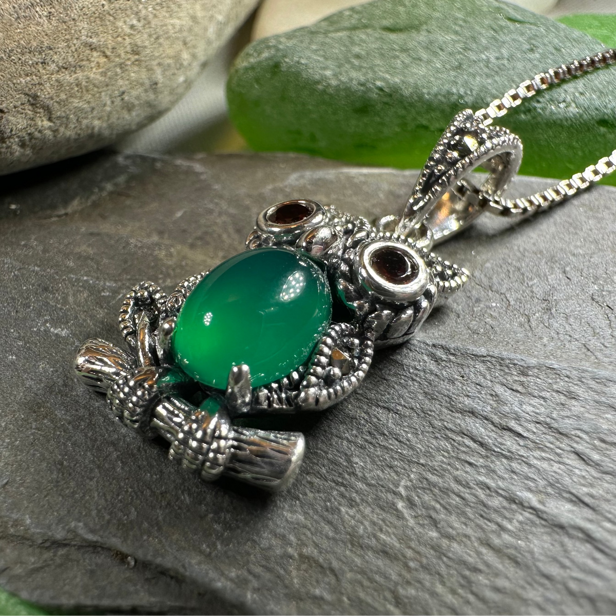Emerald Aura Owl Necklace | Pendant | Wiccan Center