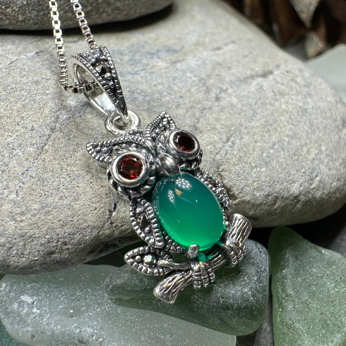 Emerald Aura Owl Necklace | Pendant | Wiccan Center