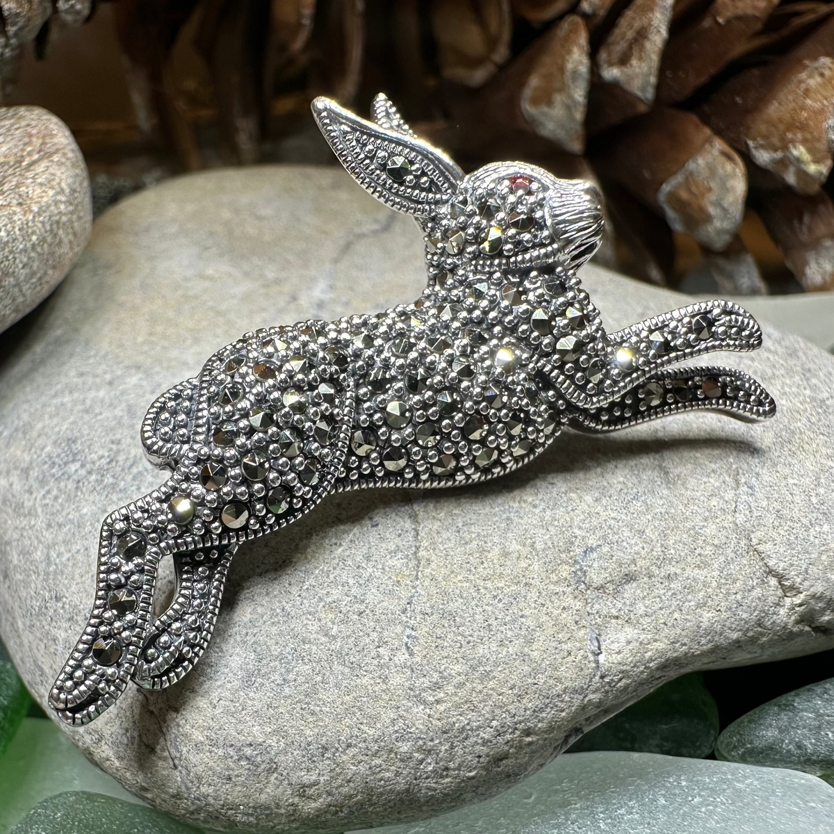 Coinín Marcasite Rabbit Brooch in Sterling Silver | Brooch | Wiccan Center