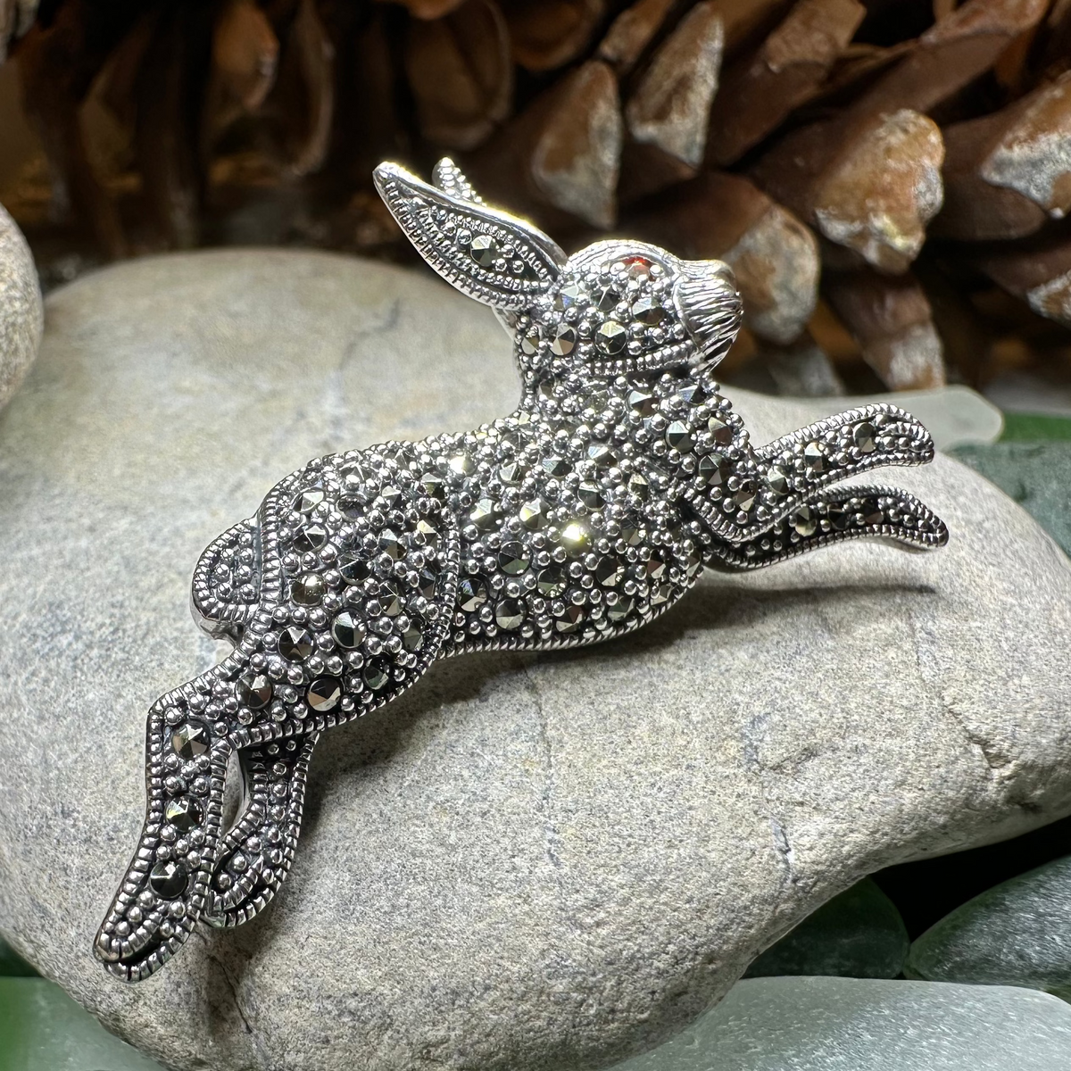 Coinín Marcasite Rabbit Brooch in Sterling Silver | Brooch | Wiccan Center