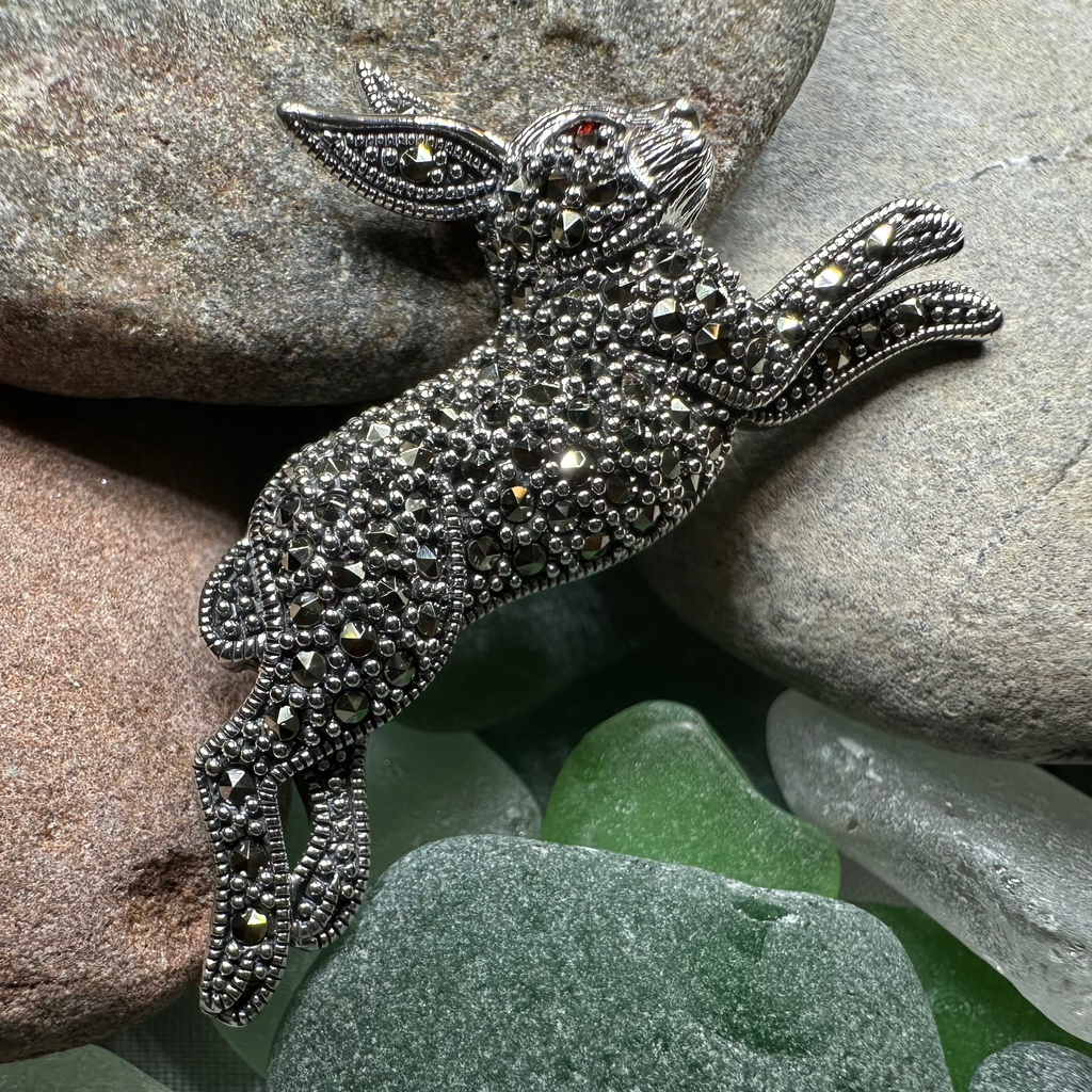 Coinín Marcasite Rabbit Brooch in Sterling Silver | Brooch | Wiccan Center