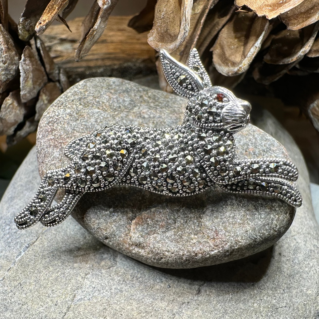 Coinín Marcasite Rabbit Brooch in Sterling Silver | Brooch | Wiccan Center