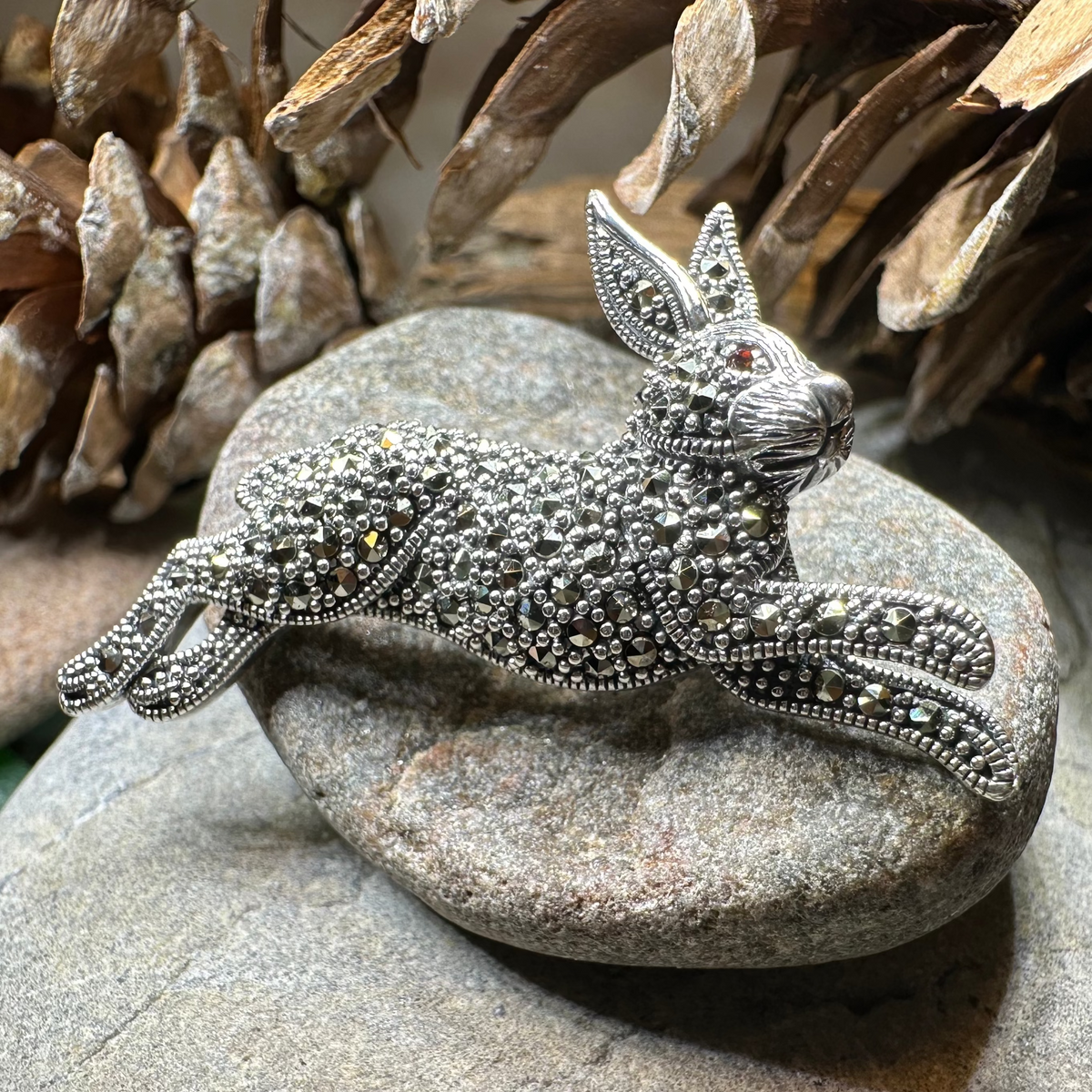 Coinín Marcasite Rabbit Brooch in Sterling Silver | Brooch | Wiccan Center
