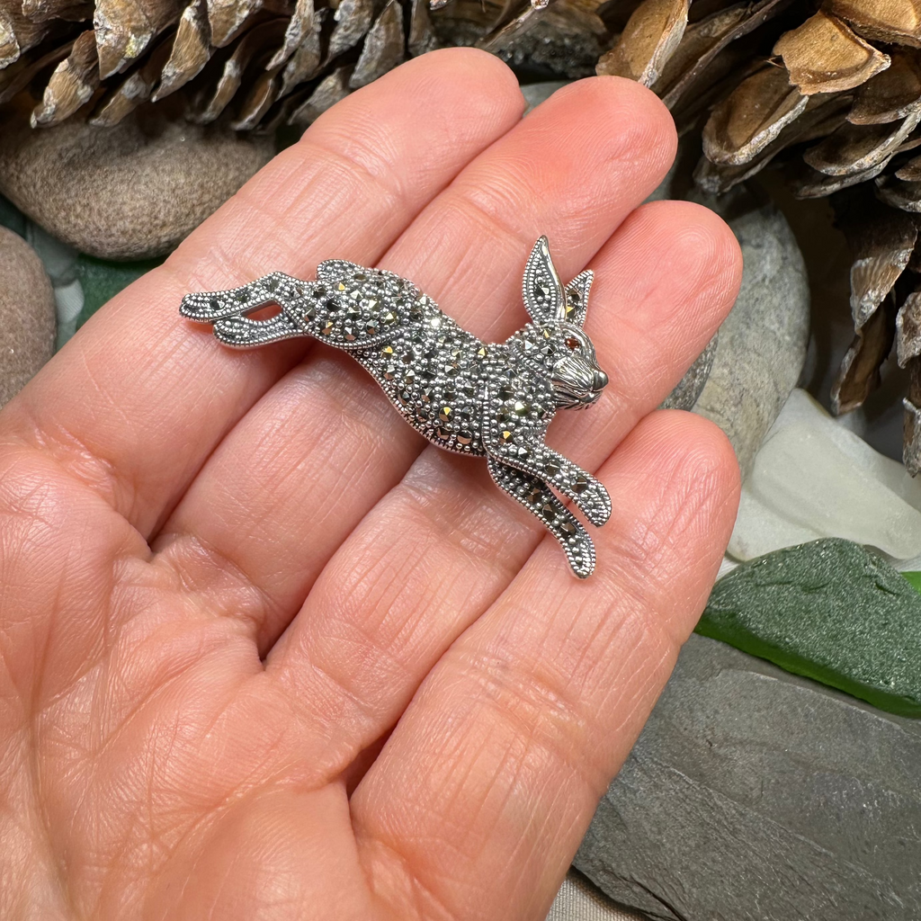 Coinín Marcasite Rabbit Brooch in Sterling Silver | Brooch | Wiccan Center