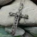 Brenna Marcasite Cross Necklace in Sterling Silver