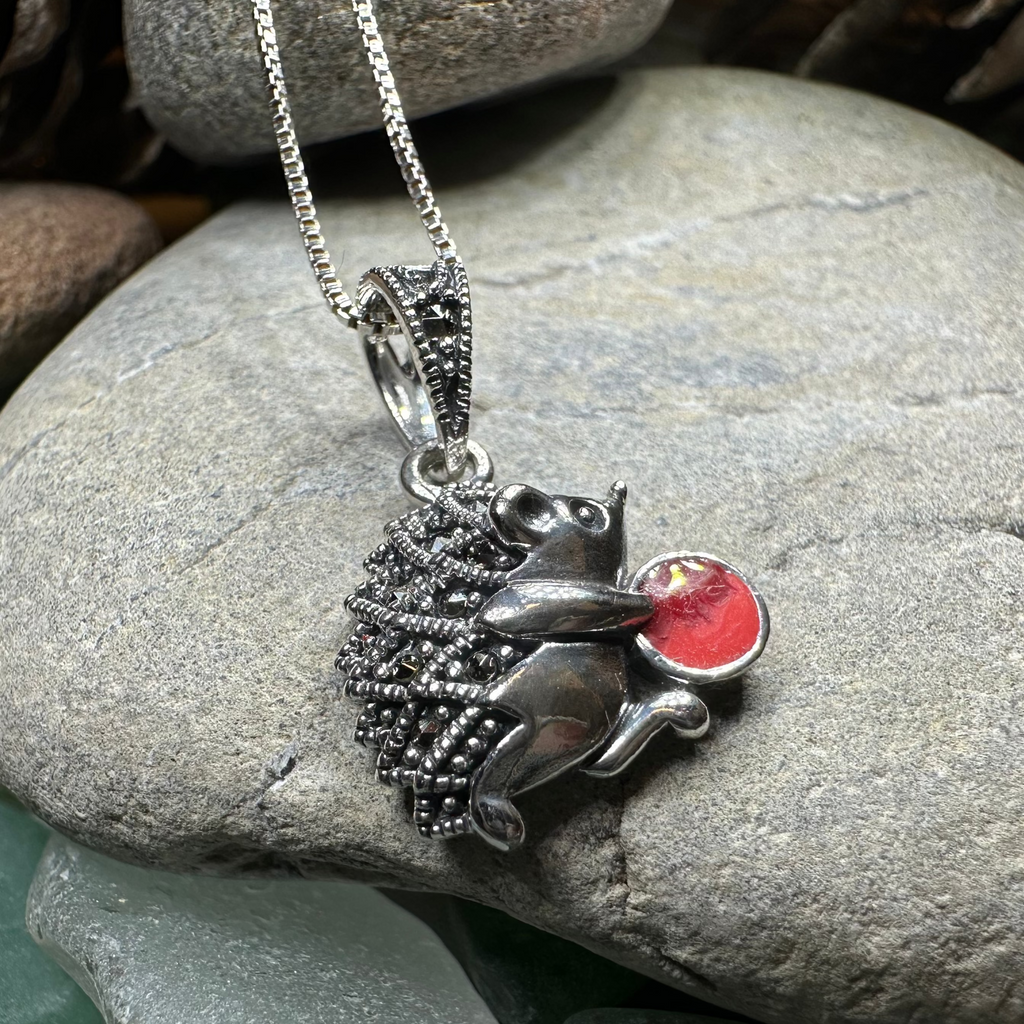 Frolicking Hedgehog Necklace | Pendant | Wiccan Center