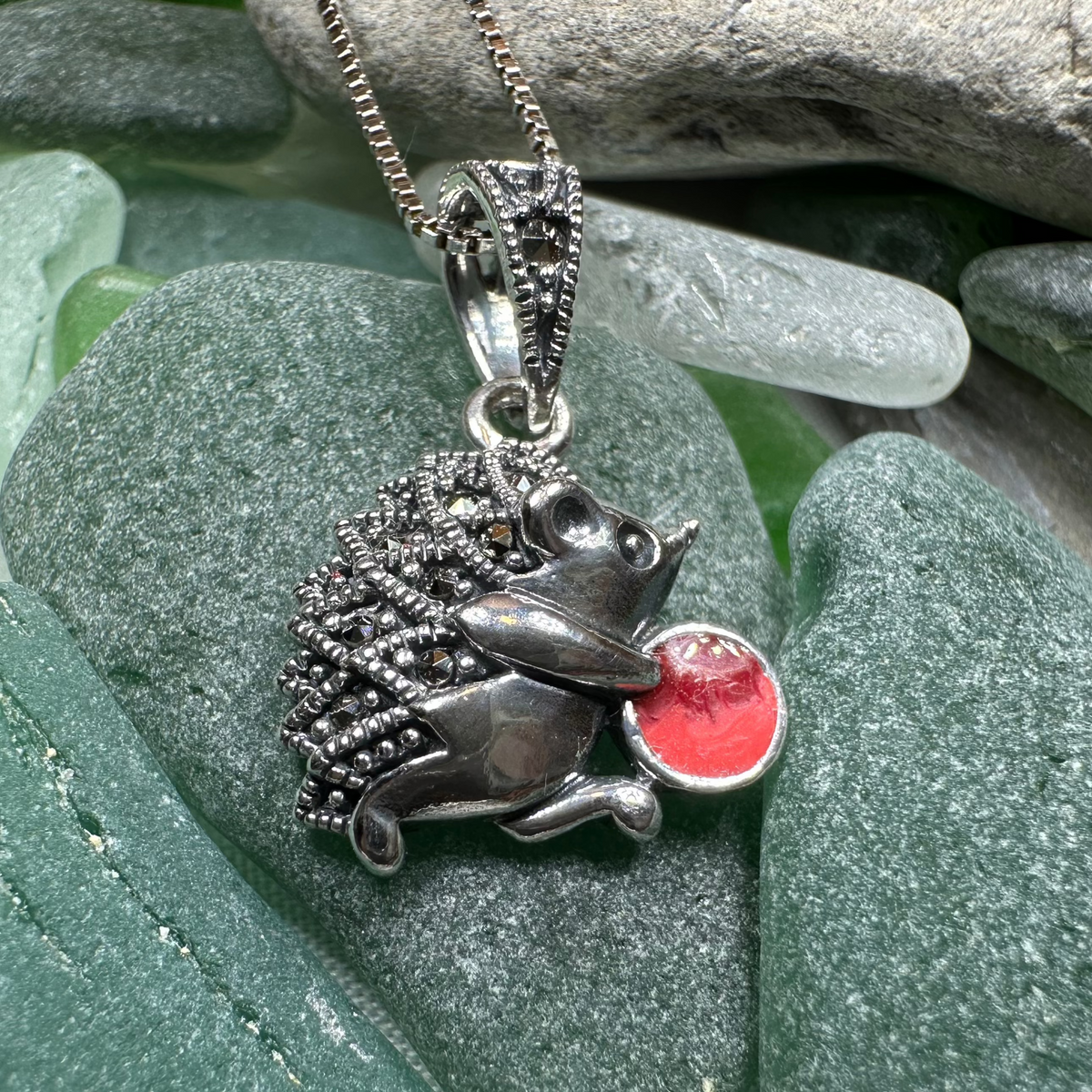 Frolicking Hedgehog Necklace | Pendant | Wiccan Center