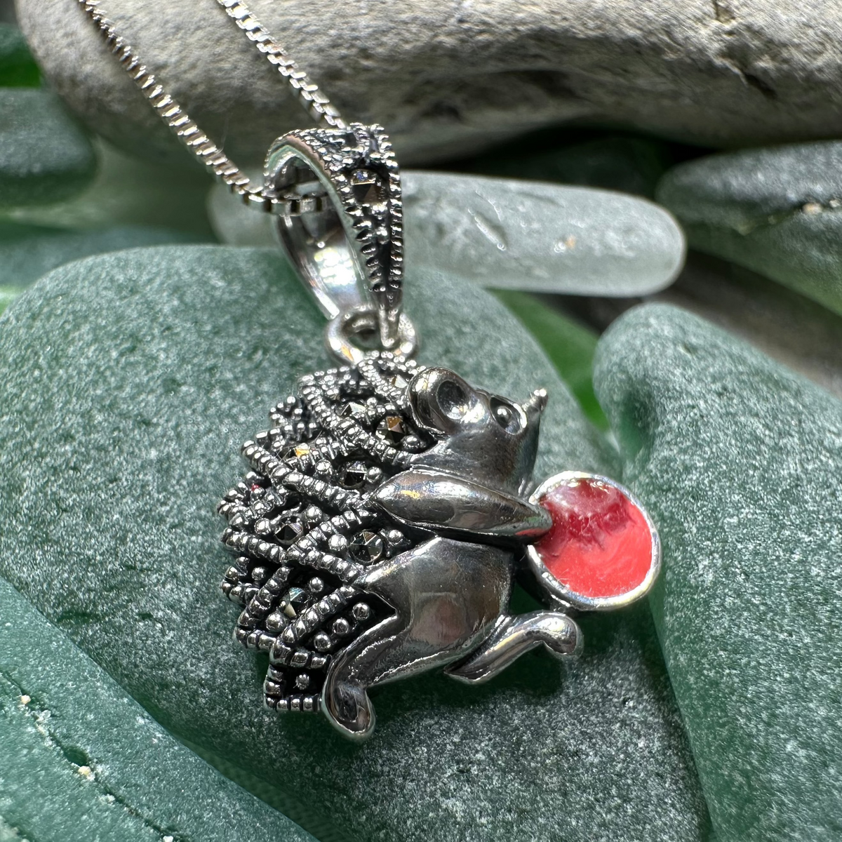 Frolicking Hedgehog Necklace | Pendant | Wiccan Center