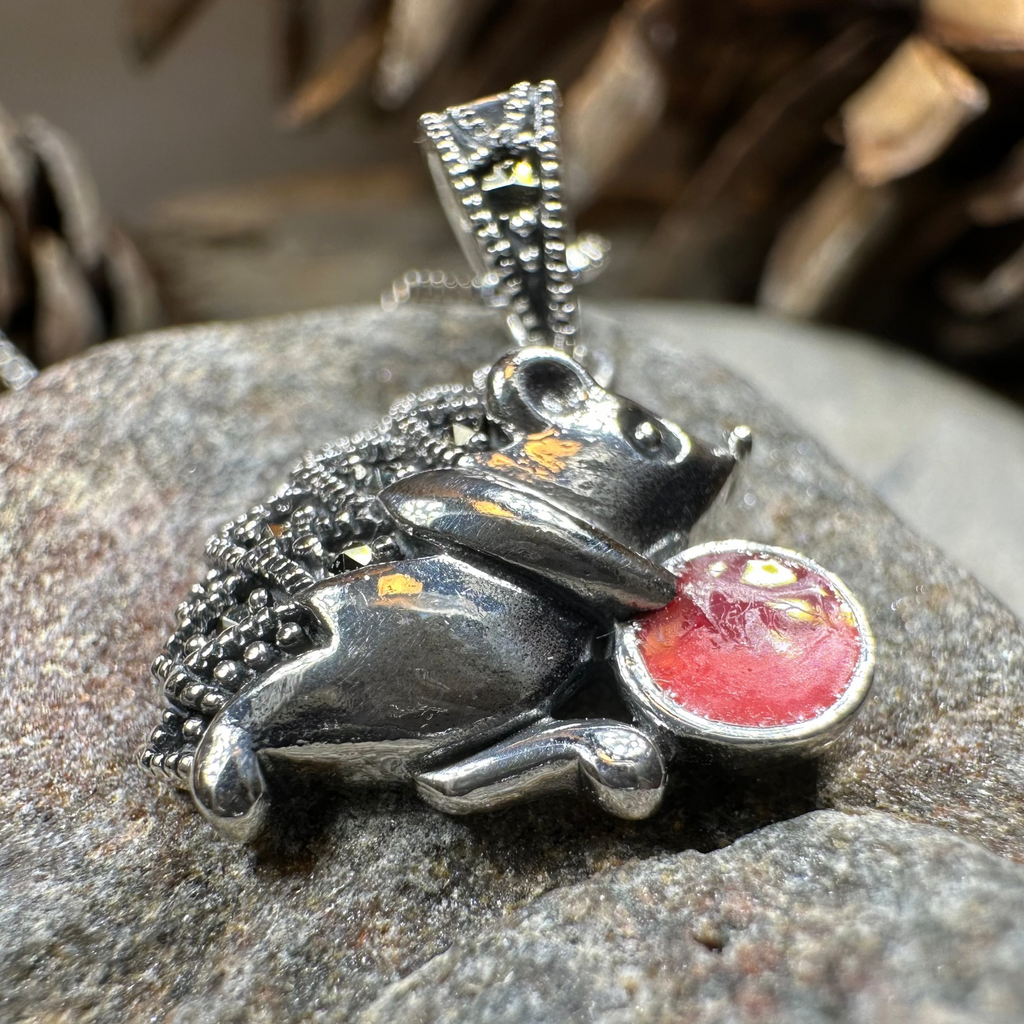 Frolicking Hedgehog Necklace | Pendant | Wiccan Center