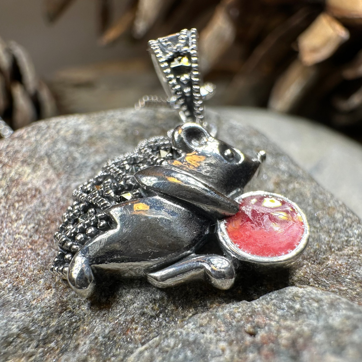 Frolicking Hedgehog Necklace | Pendant | Wiccan Center