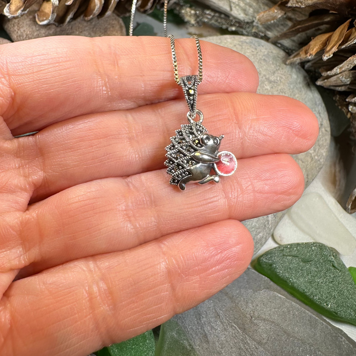 Frolicking Hedgehog Necklace | Pendant | Wiccan Center
