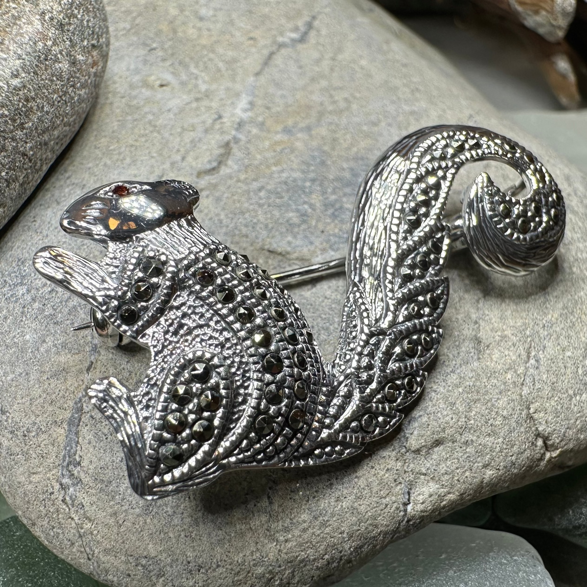 Sparkling Marcasite Squirrel Brooch | Brooch | Wiccan Center